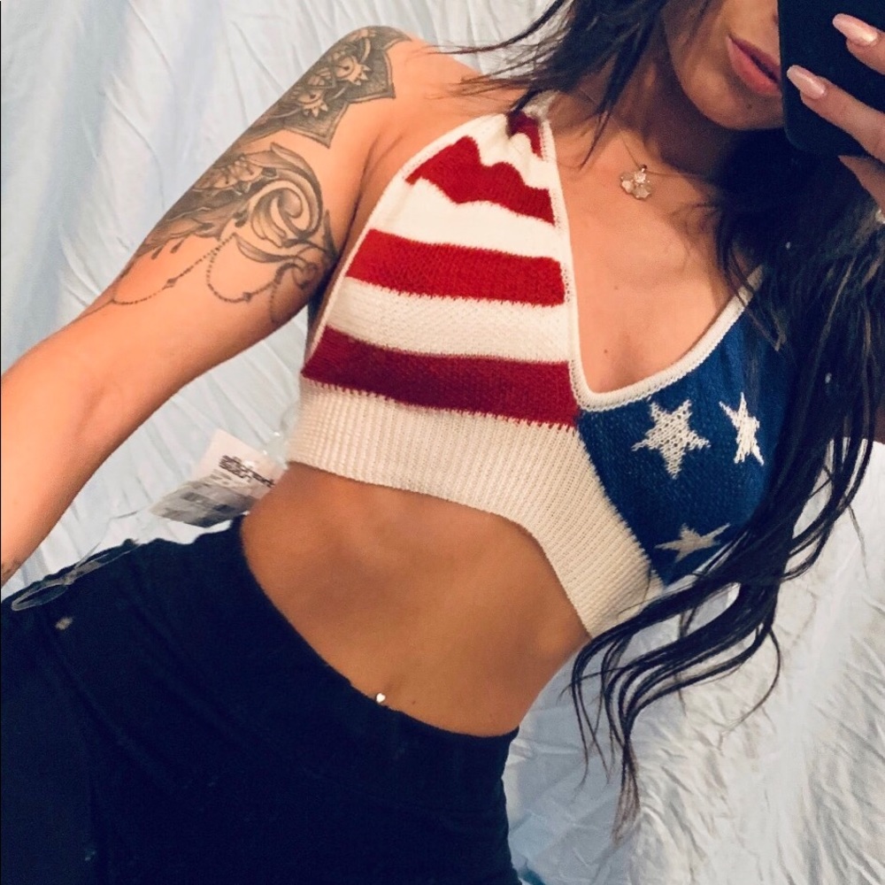 nwt American flag 🇺🇸 knit halter top
